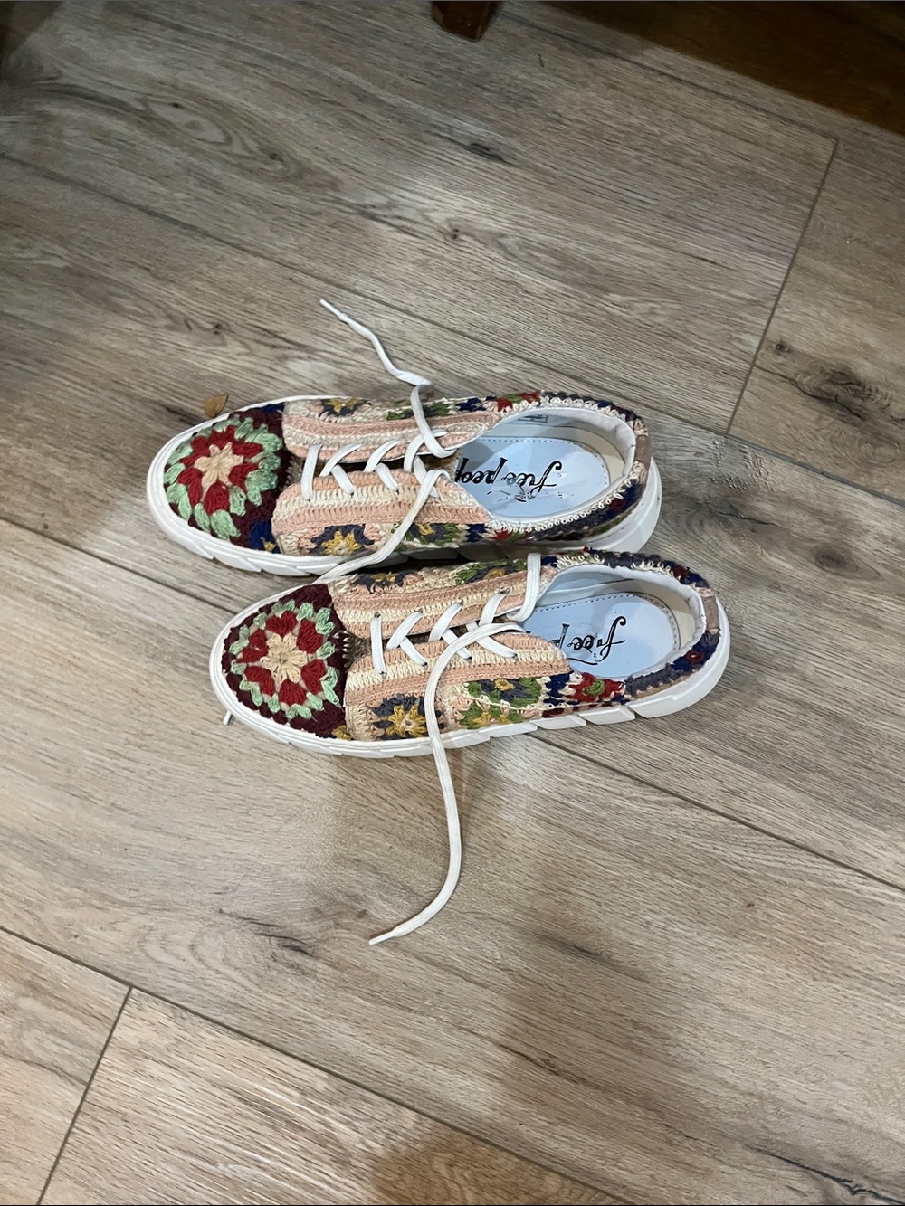 Free People Crochet Patchwork Sneakers WORN ONCE “catch me if you can”